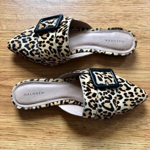 Halogen Cheetah Animal Print Calf Hair Mule Loafers 6.5